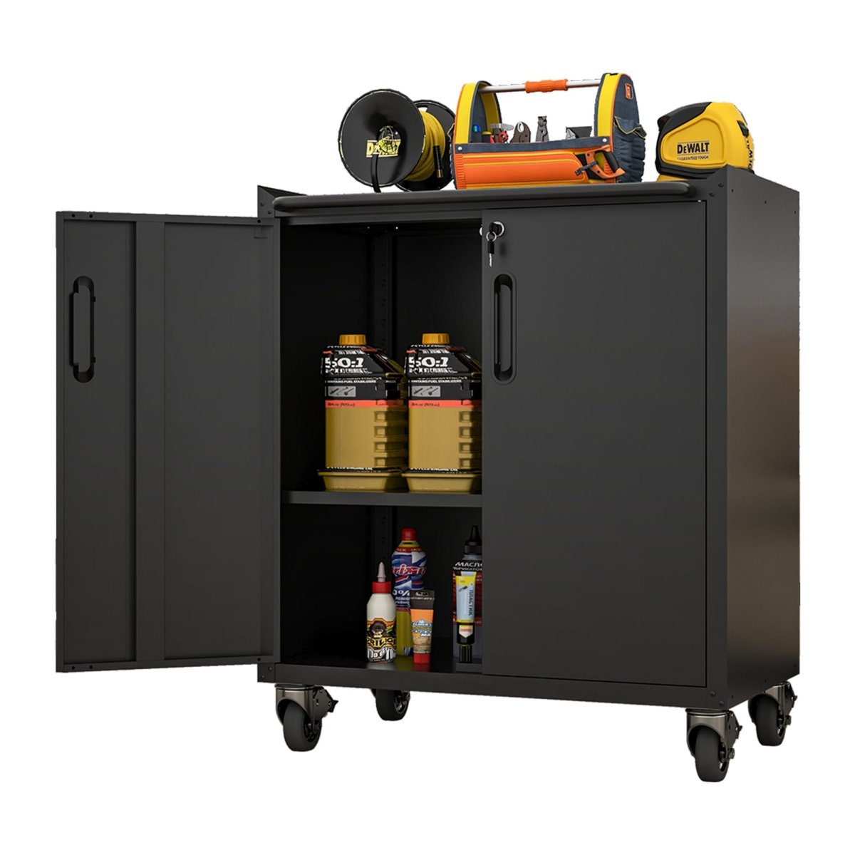 Heavy - Duty Metal Garage Storage Cabinet with Wheels - Sturdy and Durable Tool Storage Cabinet for Garage, Office, and Home Organizer Solutions - HomeDIYer