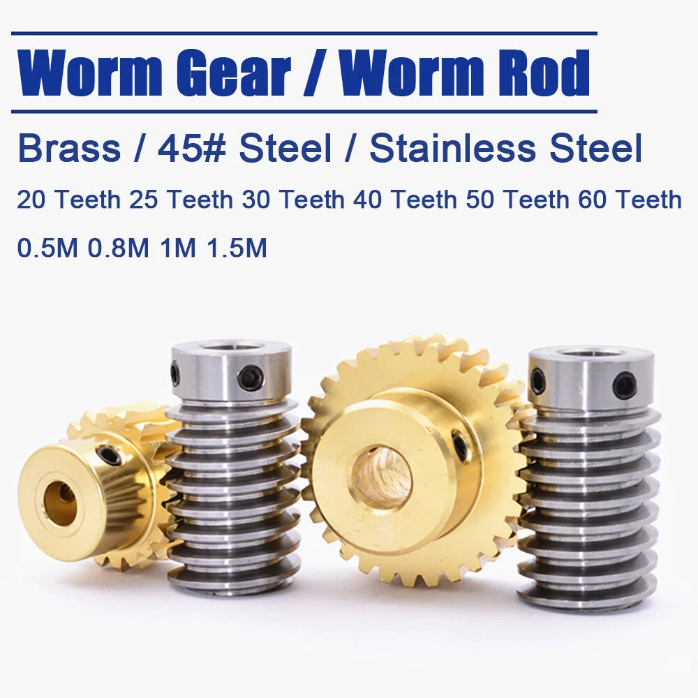 0.5/0.8/1/1.5 Module, 20 to 60 Teeth, Brass Worm Wheel Gear Shaft Hole 4mm-12mm