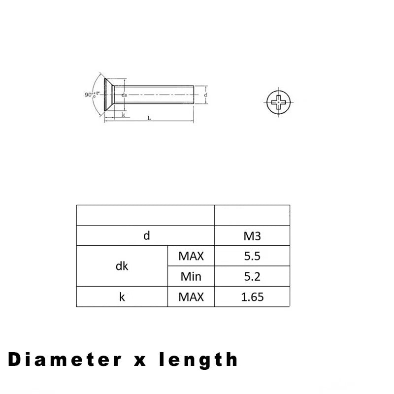 M3 Countersunk Phillips Machine Screws – Nickel Plated Carbon Steel, Fully Threaded (5–30mm)