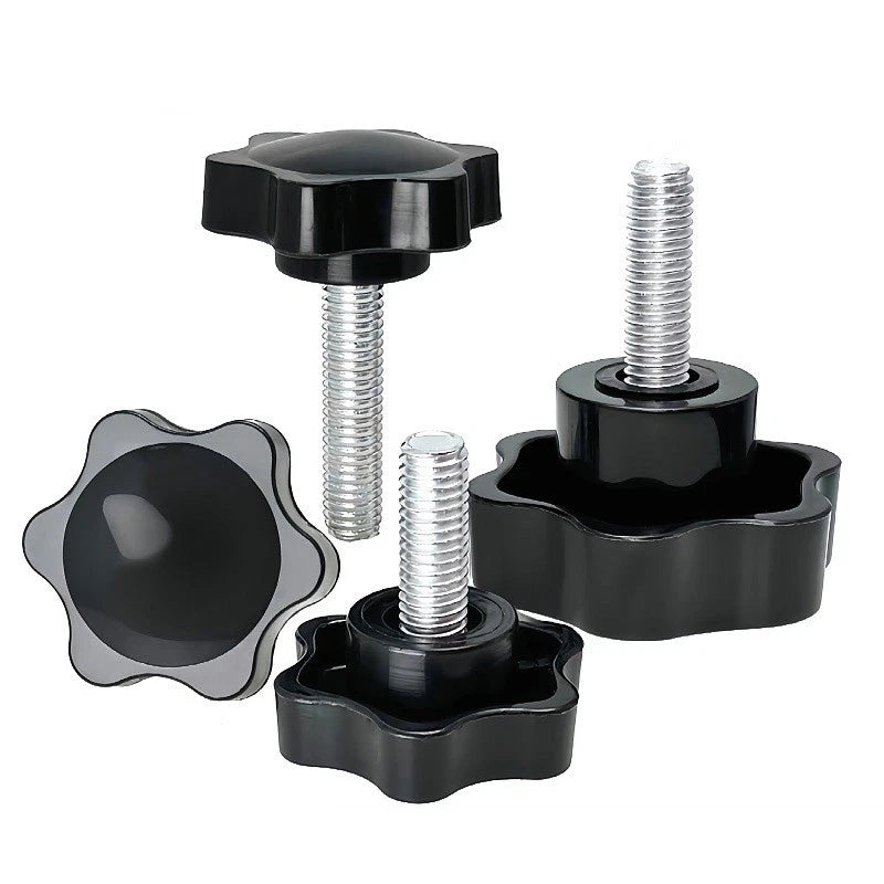 Plastic Black Rosette Thumb Screws M6 M8 M10 M12 Knob Bolt Star Head 38 48mm