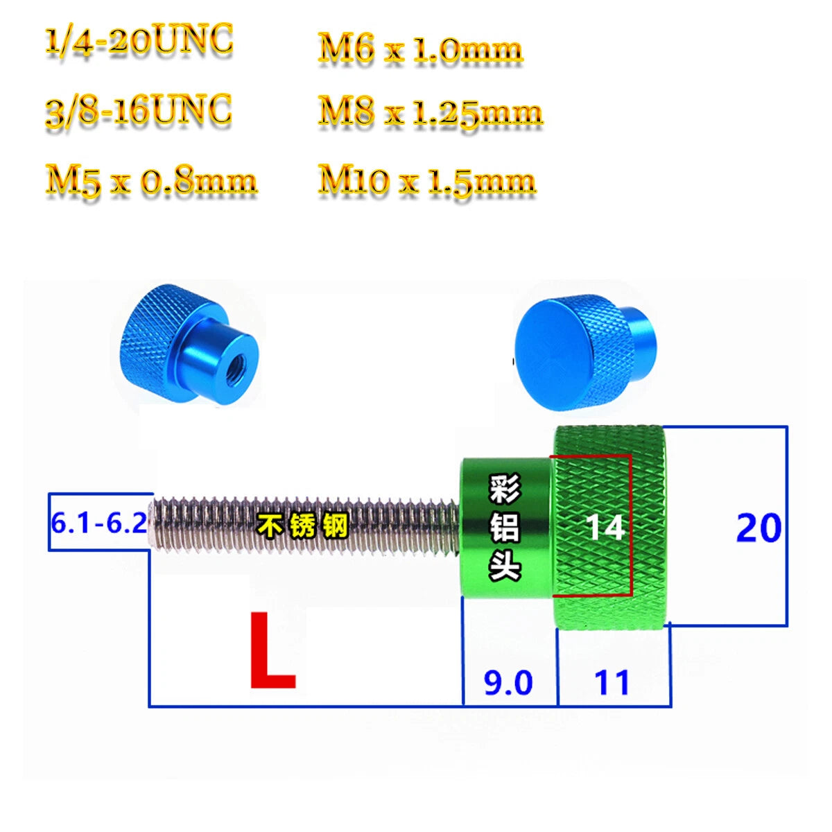 Knurled Hand Thumb Screws Alu Grip Knob Stainless 75mm Long M5M6M8M10 UNC DIY PC