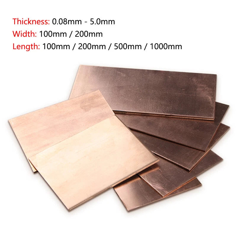 Beryllium Copper Sheet Plate Becu Panel 0.08mm To 5mm Thick - 52 Sizes Available