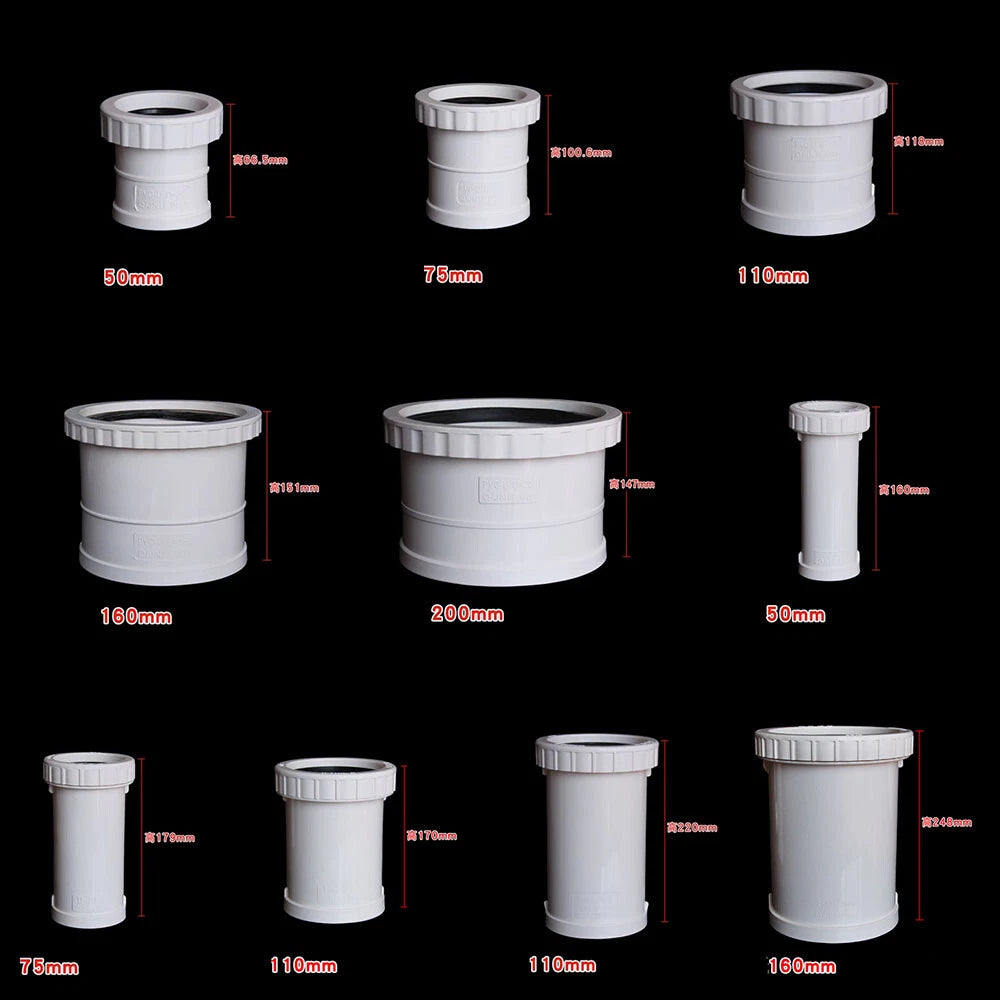 PVC Drainpipe fittings Water pipe 50mm 75mm 110mm 160mm 200mm telescopic pipe