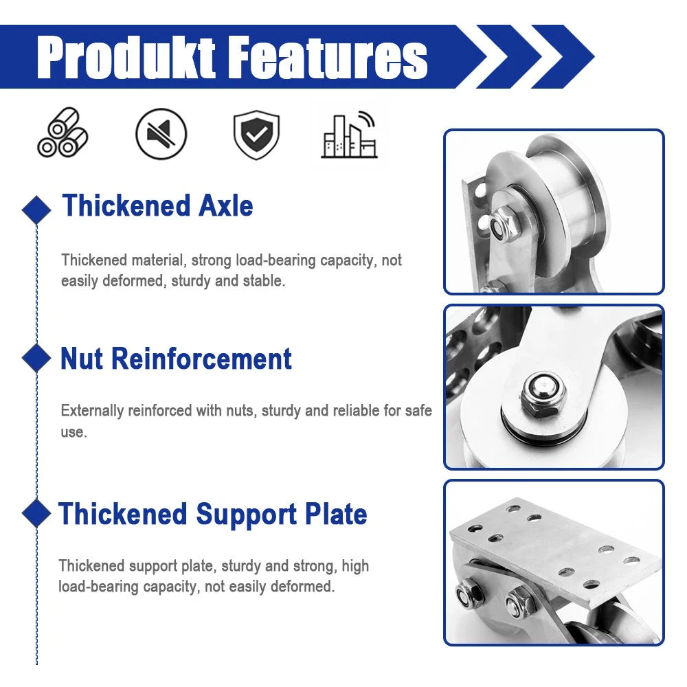 Stainless Steel Pulley UVH Groove Sliding Door Roller Runner Wheel Track Pulley