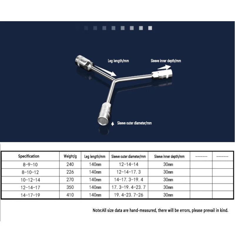 8mm 10mm 12mm 14mm Y Shaped Hexagonal Hex Socket Wrench Spanner Repair Tool