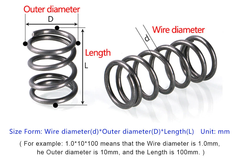Compressed Shock Pressure Compression Spring steel Spring 0.5mm 0.6mm Wire Dia