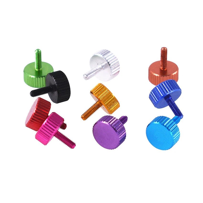 M2.5x8mm / M2.6x8mm Flat Knurled Thumb Screws – Aluminum Alloy for Computer Side Panel (11 Colors) - HomeDIYer