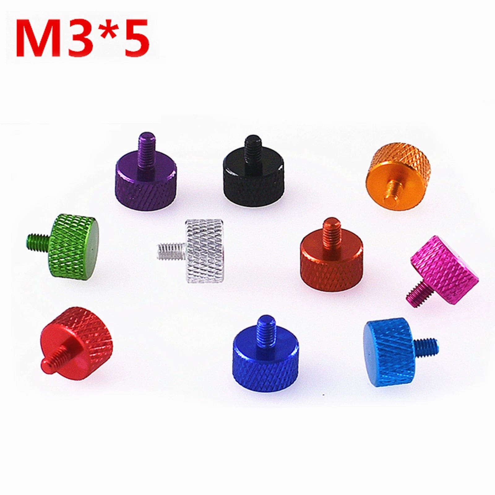 M3 Knurled Thumb Screws – Aluminum Alloy, Anodized Colors, M3×5mm to M3×50mm