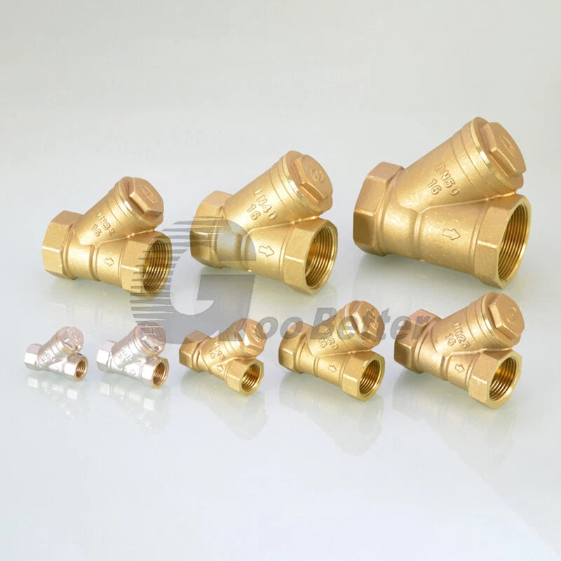 Brass Y Strainer Filter Adaptor — BSP Compression Inline Pipe Fitting 1/4" to 2"