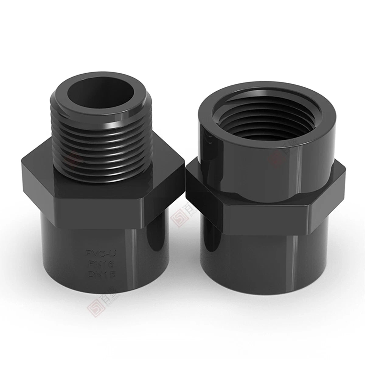 PVC Metric Plumbing Fittings Pipe Straight Threaded Male & Female Connector
