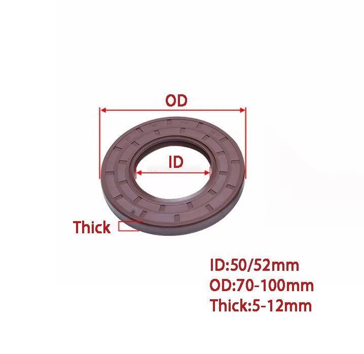 TC Skeleton Oil Seals FKM Double Lip Rotary Shaft Seal ID 50–52mm