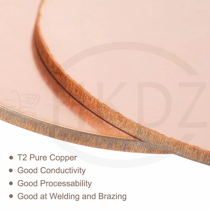 Solid Pure Copper Discs Blanks Round Plate Metal Sheet OD 10-300mm Thick 3.5-6mm