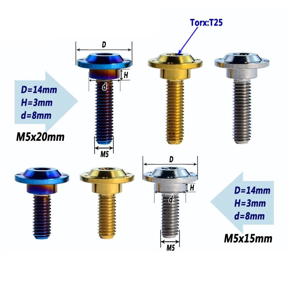 M5 Titanium Stepped Screw — Low Profile Torx Head with Washer | 13 15 16 19 20mm - HomeDIYer