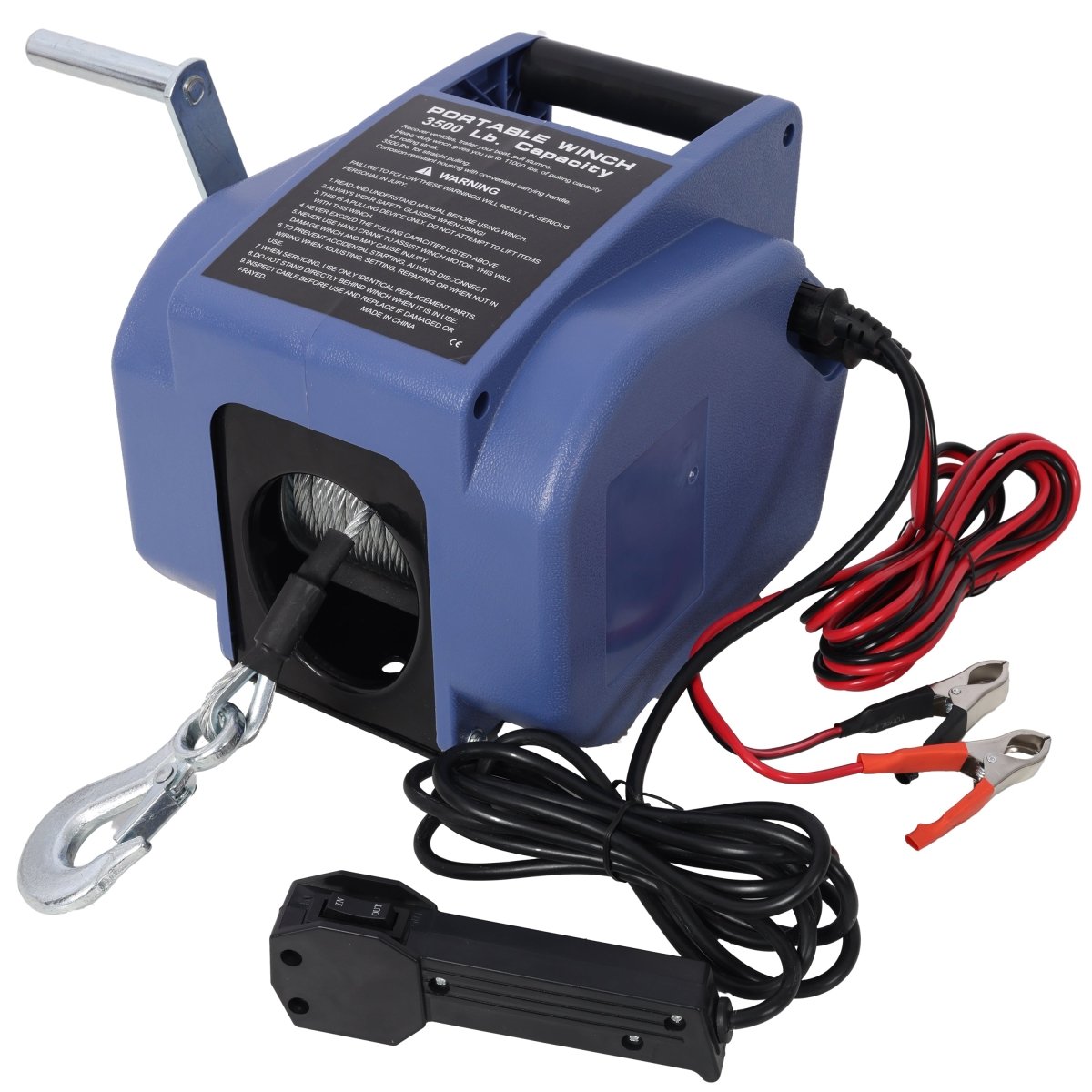 12v Trailer Winch,Reversible Electric Winch, for Boats up to 5000 lbs, Galvanized Wire Rope, with extra pulley hook, Rapid Mount, wirelss remote control,power in and power out.blue plastic casing - HomeDIYer