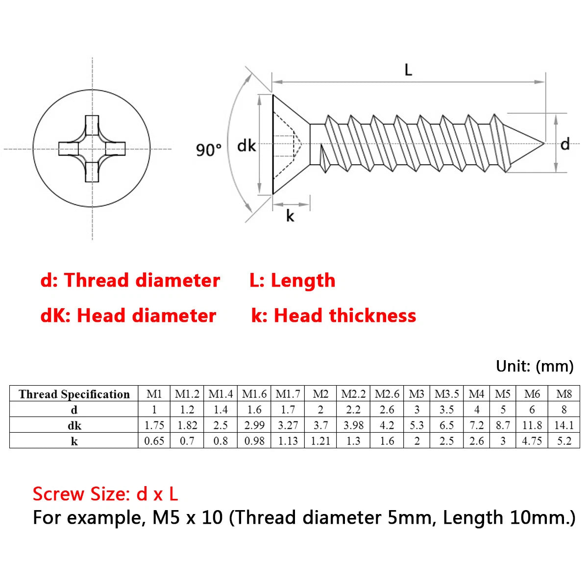 M3–M8 Countersunk Flat Head Self Tapping Screws – A2 Stainless Steel