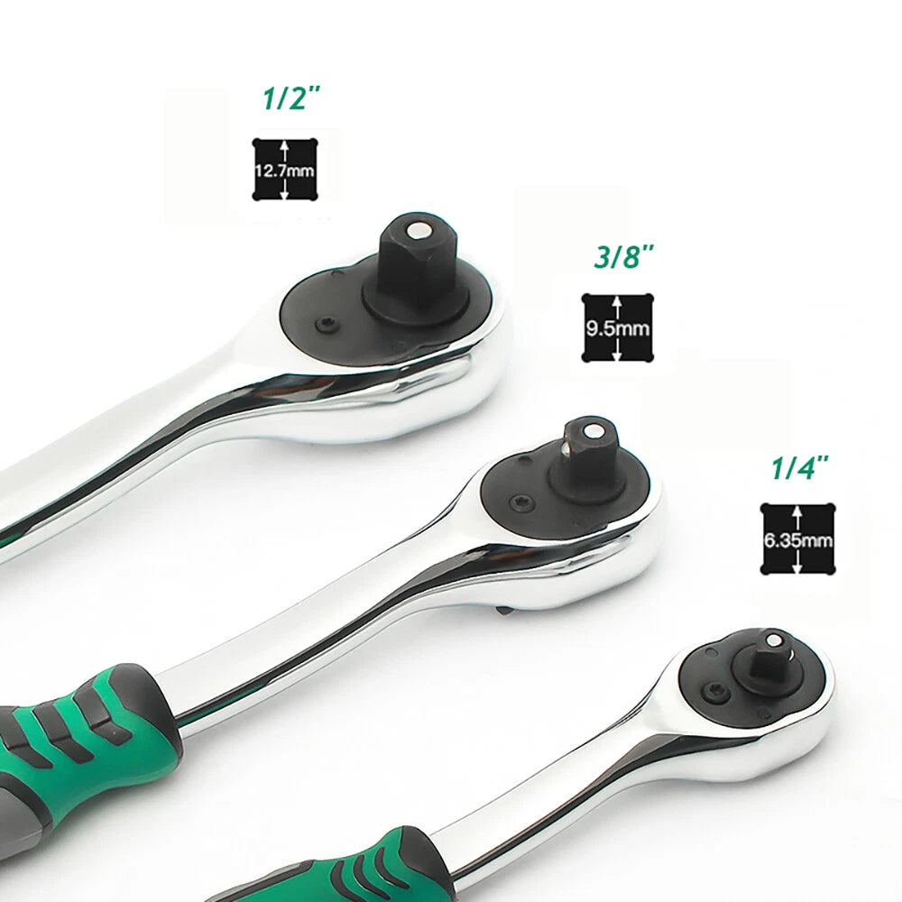 1/4" 3/8" 1/2" Drive Ratchet Socket Wrench Handle Quick-Release Spanner 72 Tooth