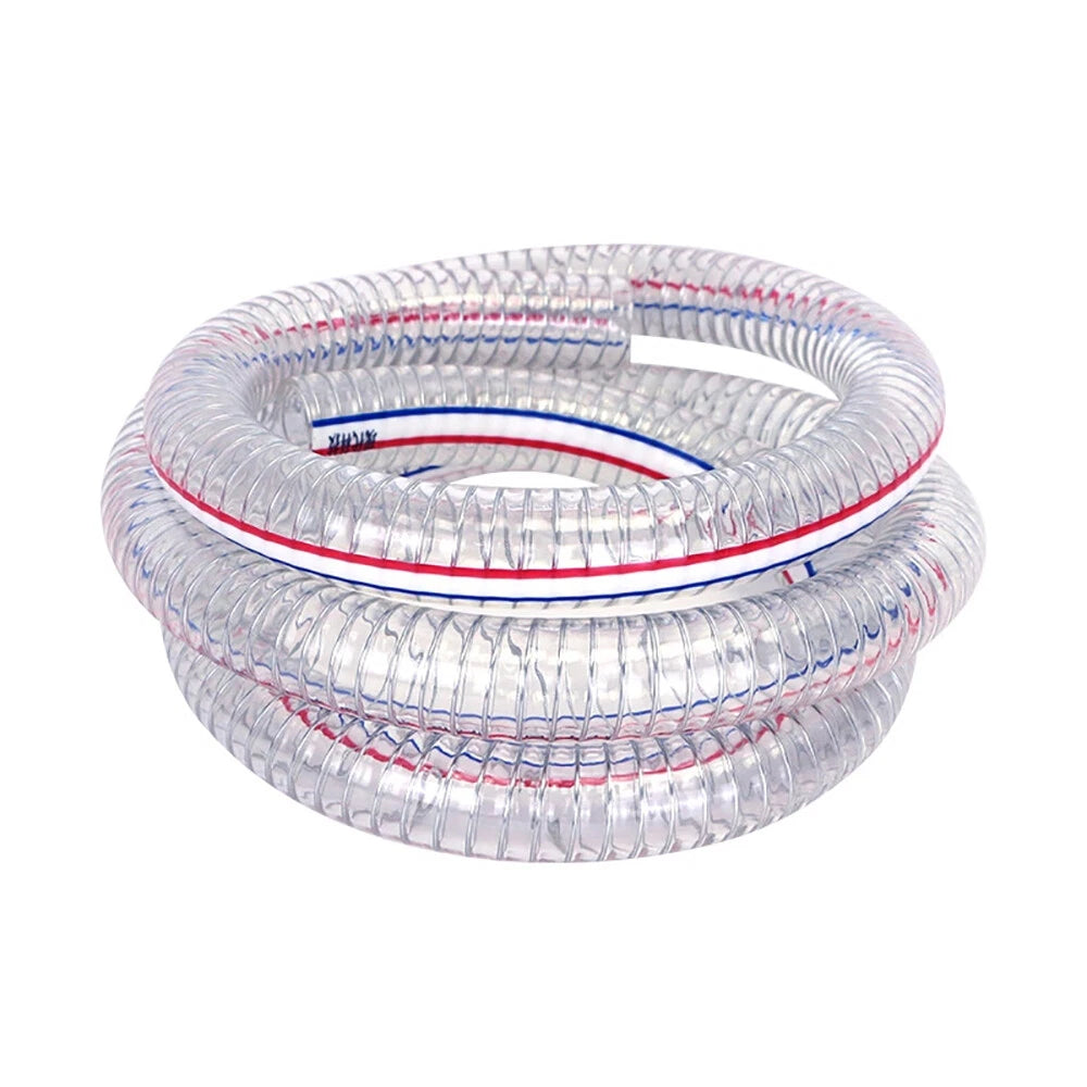 Clear Flexible PVC Hose Pipe with Braided Steel Wire Reinforcement — Fuel & Fluid Transfer