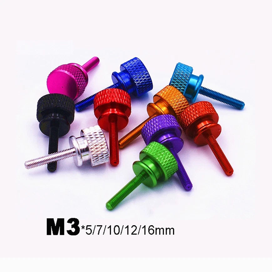 M3*5/7/10/12/16mm Aluminium Anodised Knurled Thumb Screws Hand Grip Knob Bolt