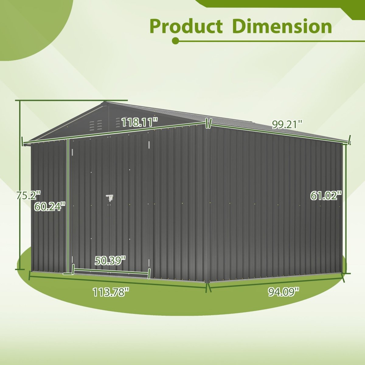 10X8 FT Outdoor Storage Shed, All Weather Metal Sheds with Lockable Doors, Tool Shed for Garden, Patio, Backyard, Lawn, Black - HomeDIYer