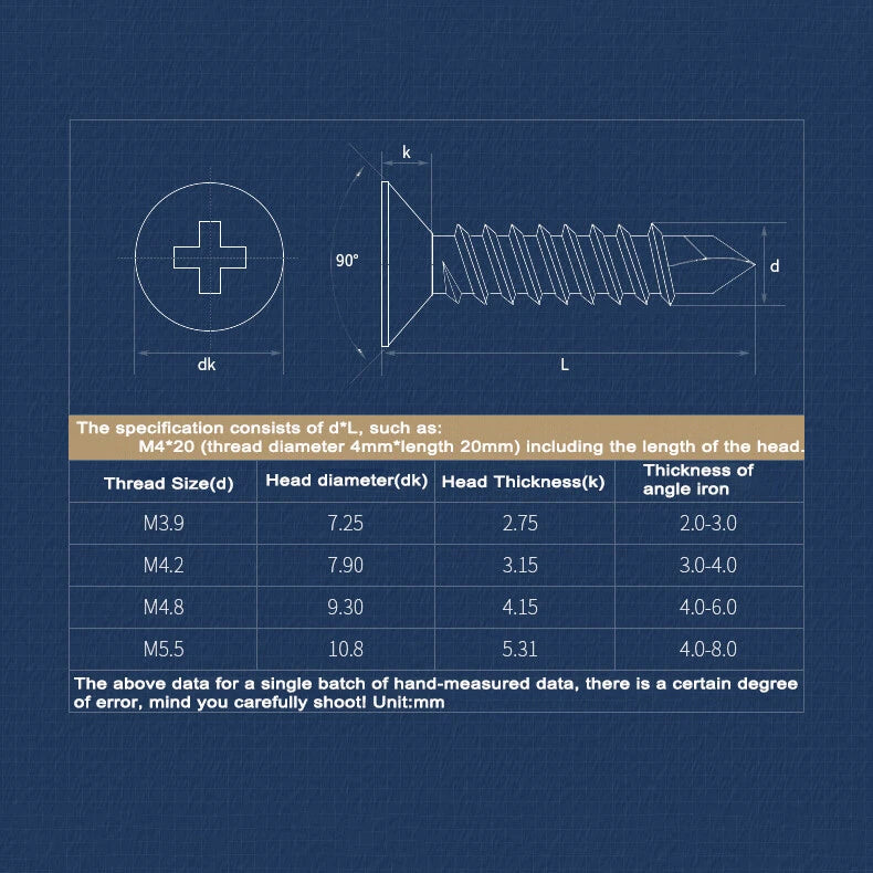 #6 #7 #8 #10 #12 #14 Flat Head Self Drilling Screws – 304/410 Stainless & Zinc Plated Steel