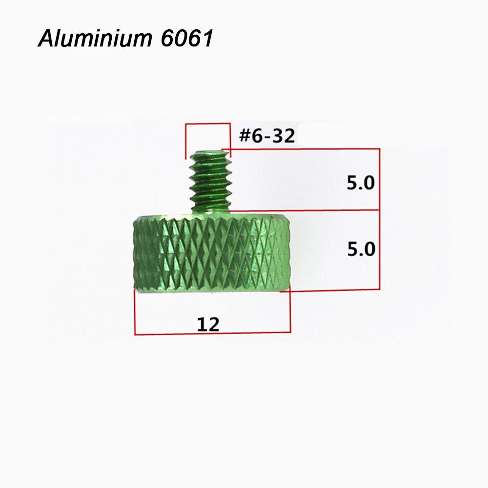 6 - 32 UNC Flat Knurled Thumb Screws for PC Case — Aluminum Alloy, 10 Colors - HomeDIYer
