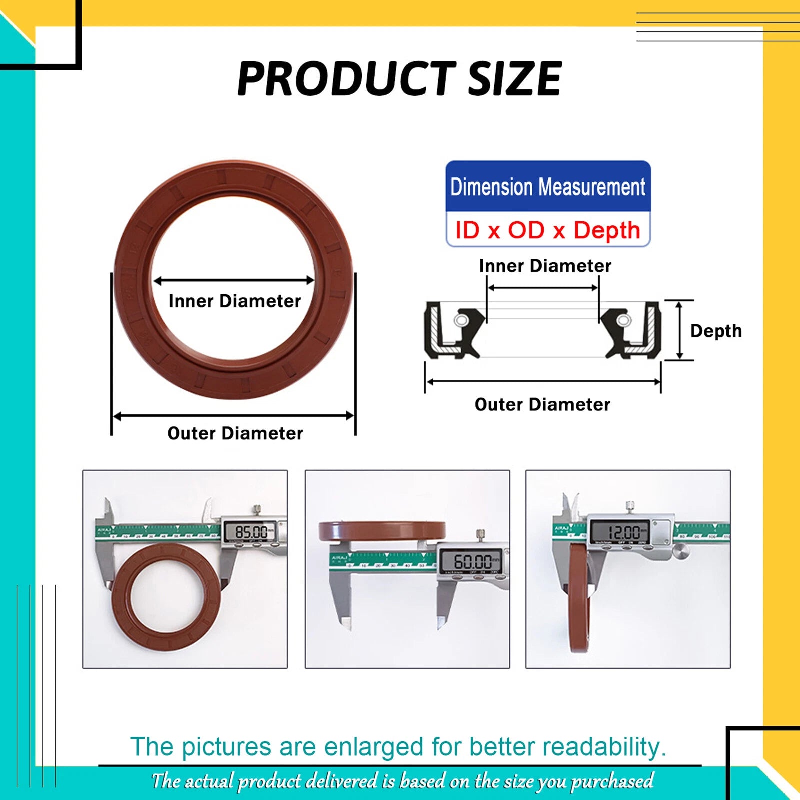Metric TC Rotary Oil Shaft Seal FKM Fluorine Double Lip Seal 5mm - 15mm Shaft