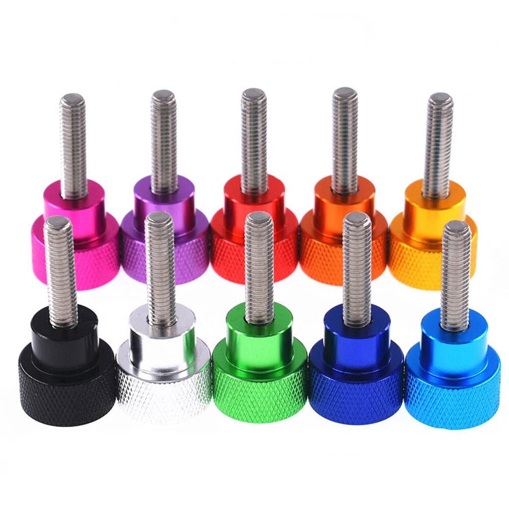 UNC 6 - 32 Knurled Thumb Screws – Flat Stepped Head, Aluminum + Stainless, 4–40mm (10 Colors) - HomeDIYer