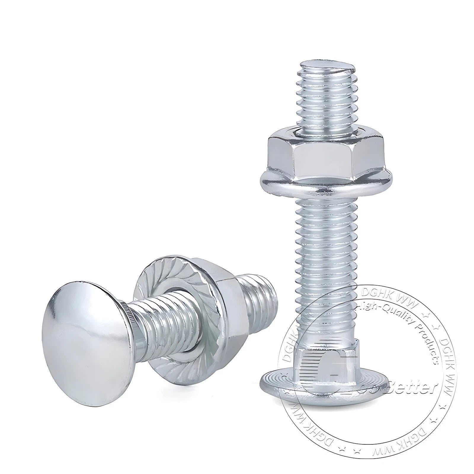 Cup Square Carriage Bolts with Hex Nut — Zinc Plated, M4 to M12