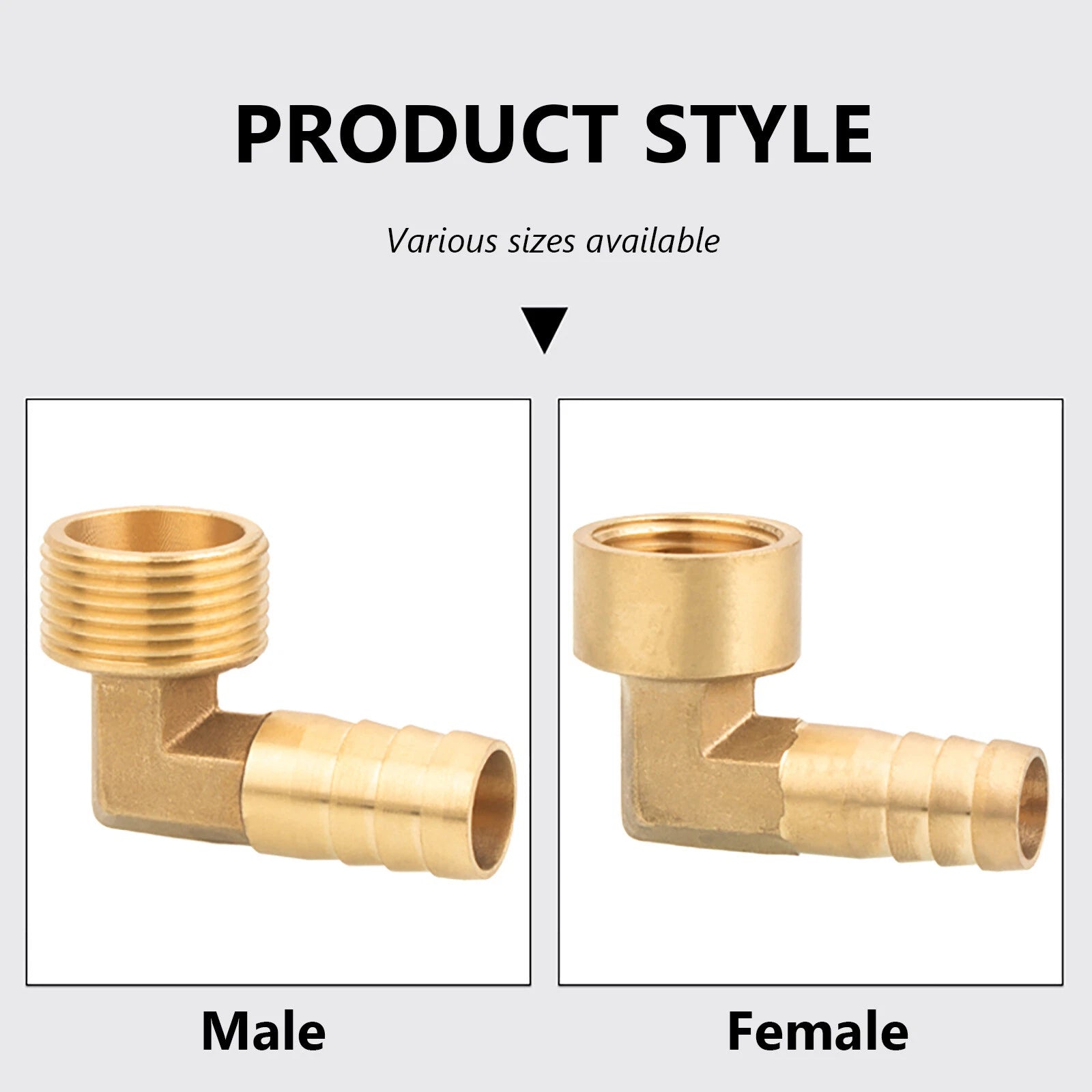 Brass 90° Elbow Barbed Hose Tail Fitting — Male & Female NPT Thread, Air Water