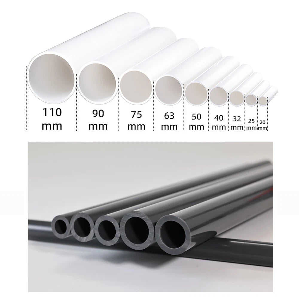 Grey PVC Round Tube Pipe – Solvent Weld | OD 20–110mm | 200mm & 500mm Lengths