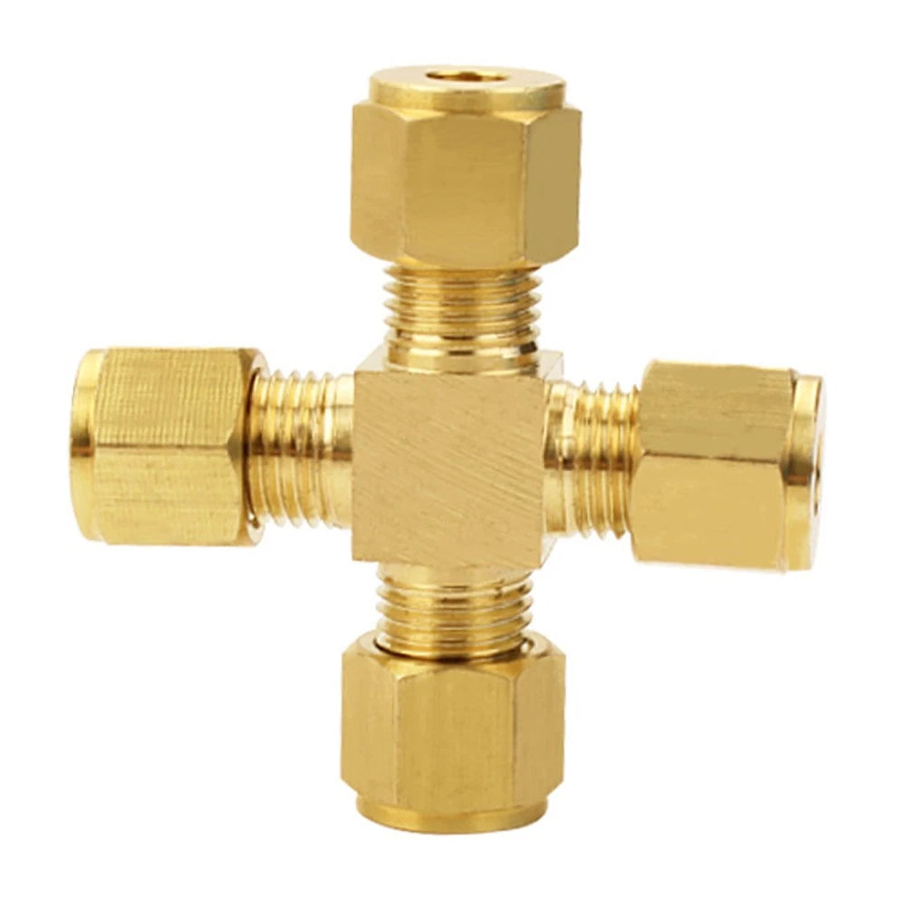Brass Compression Fittings Equal 4-Way Cross Coupling Connector for Copper Tube