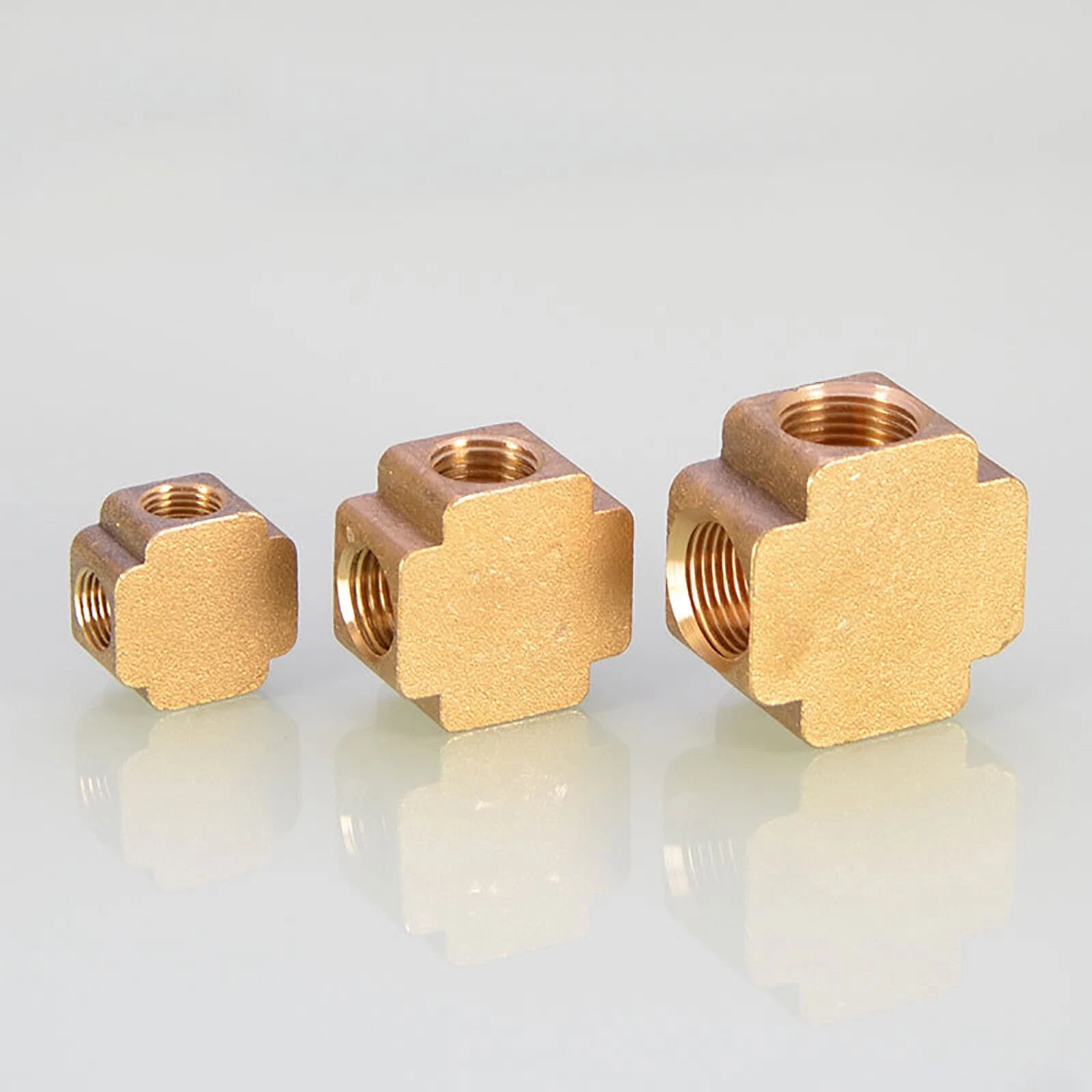 BSP Square Brass Pipe Fittings – Female Thread Tee & Cross (1/8", 1/4", 3/8")