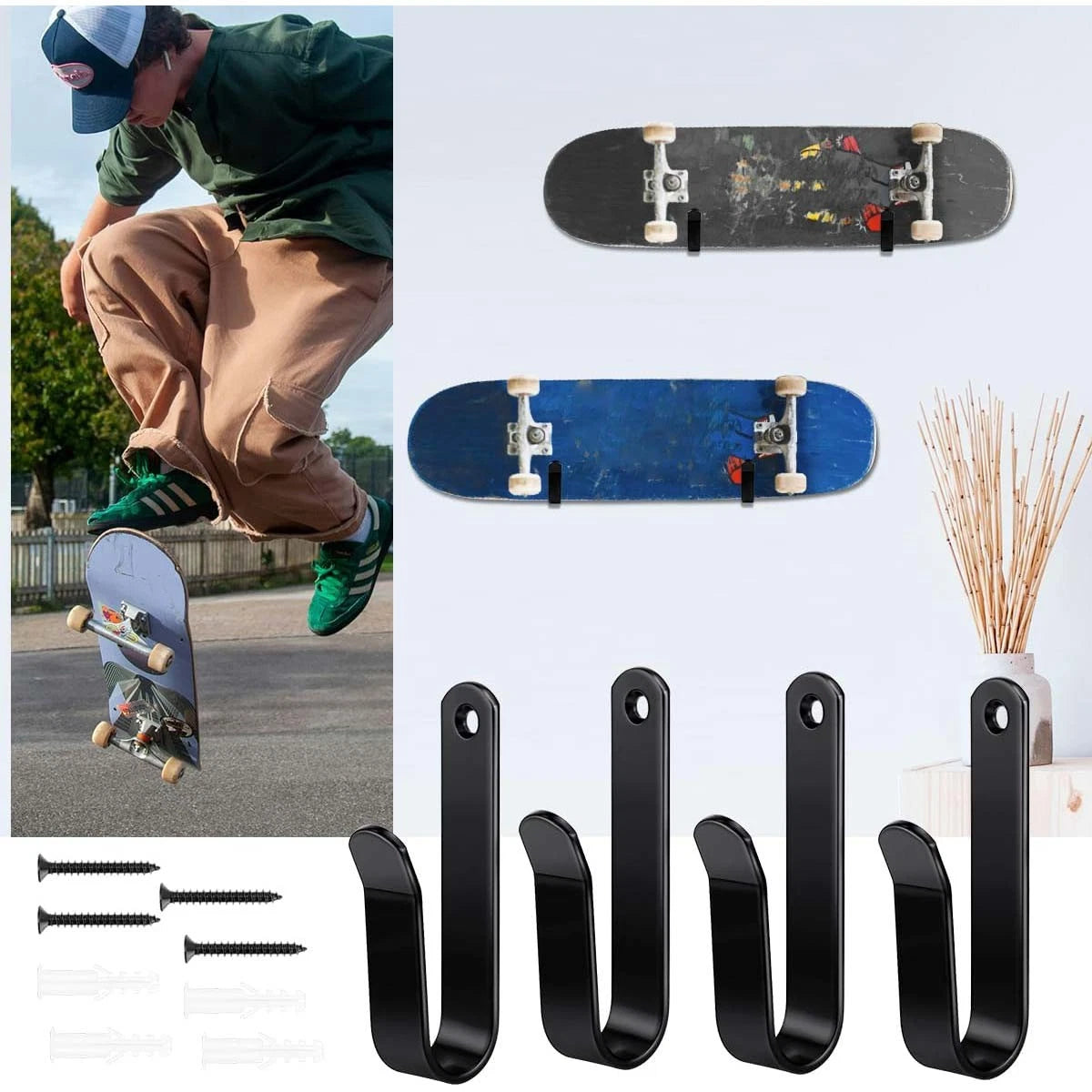 Wall Mount Snowboard Wall Rack Horizontal Snowboard Mount Storage Shelf Brackets