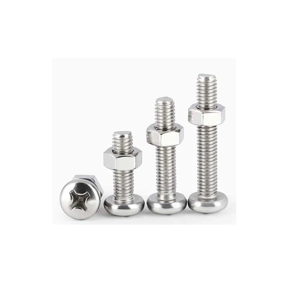 M4 & M6 Phillips Pan Head Machine Screws with Hex Nuts | A2 304 Stainless Steel, 5mm–120mm - HomeDIYer