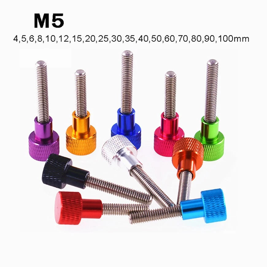 M5*5-100mm High Knurled Thumb Screws, Aluminium Nut + Stainless Steel Thread Rod