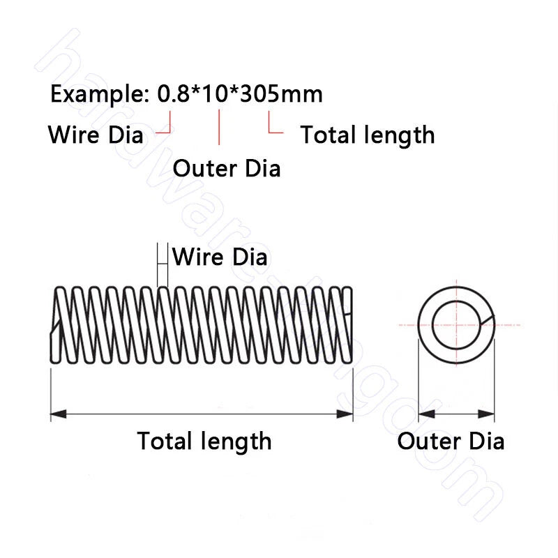 Compression Spring 65Mn Manganese Steel 305mm Pressure Spring Wire Dia 0.3mm-2mm