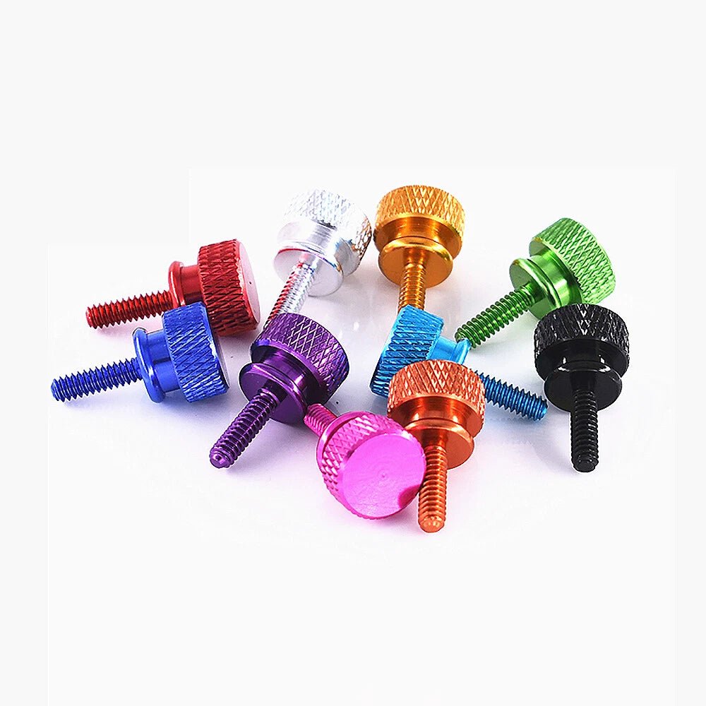 UNC 6 - 32 x 12mm Flat Head Aluminum Thumb Screws — 10 Colors, Anodized Knurled - HomeDIYer