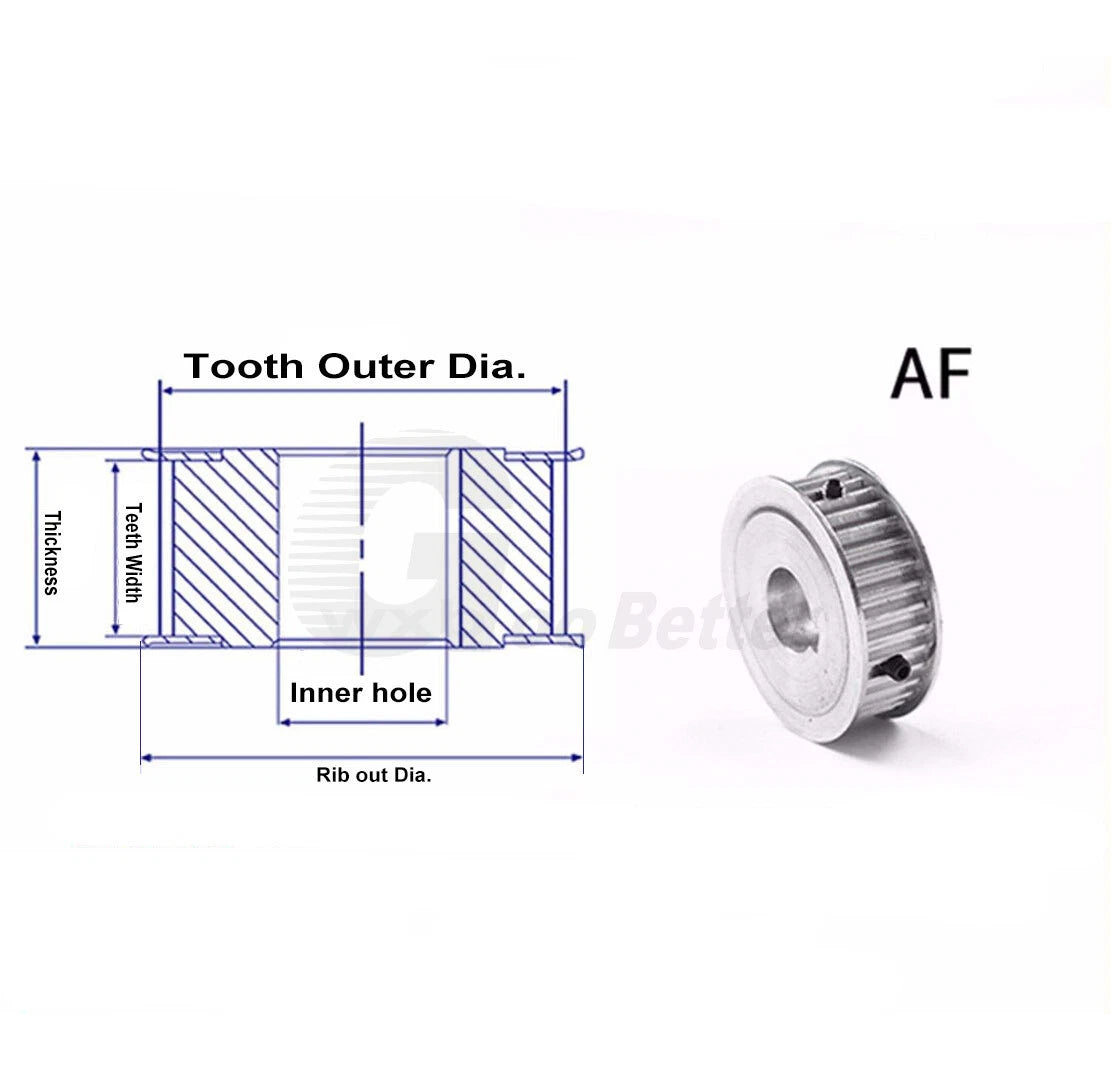 Timing Belt Pulley Bore=3~10mm GT2 Pulley AF-type 20~24 Teeth for 10 mm Belts