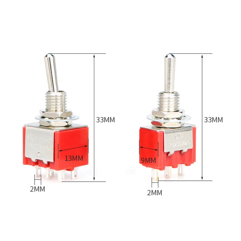 Toggle Switch 3/6 Pin, 2/3 Position, 120/250VAC — Car, Boat & Marine Panel
