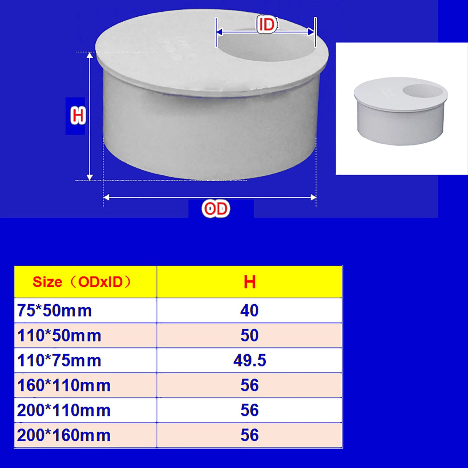 PVC Eccentric Reducer Bush Water Adhesive Fittings 50 75 110mm Drain Waste Vent