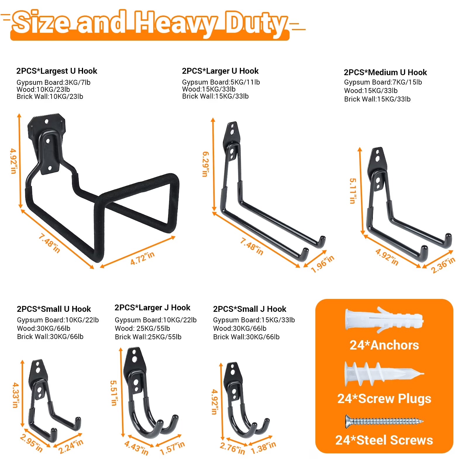 12-Pack Heavy Duty Garage Hooks – Wall Mount Organizer with Anti-Slip Coating for Bikes, Ladders & Garden Tools