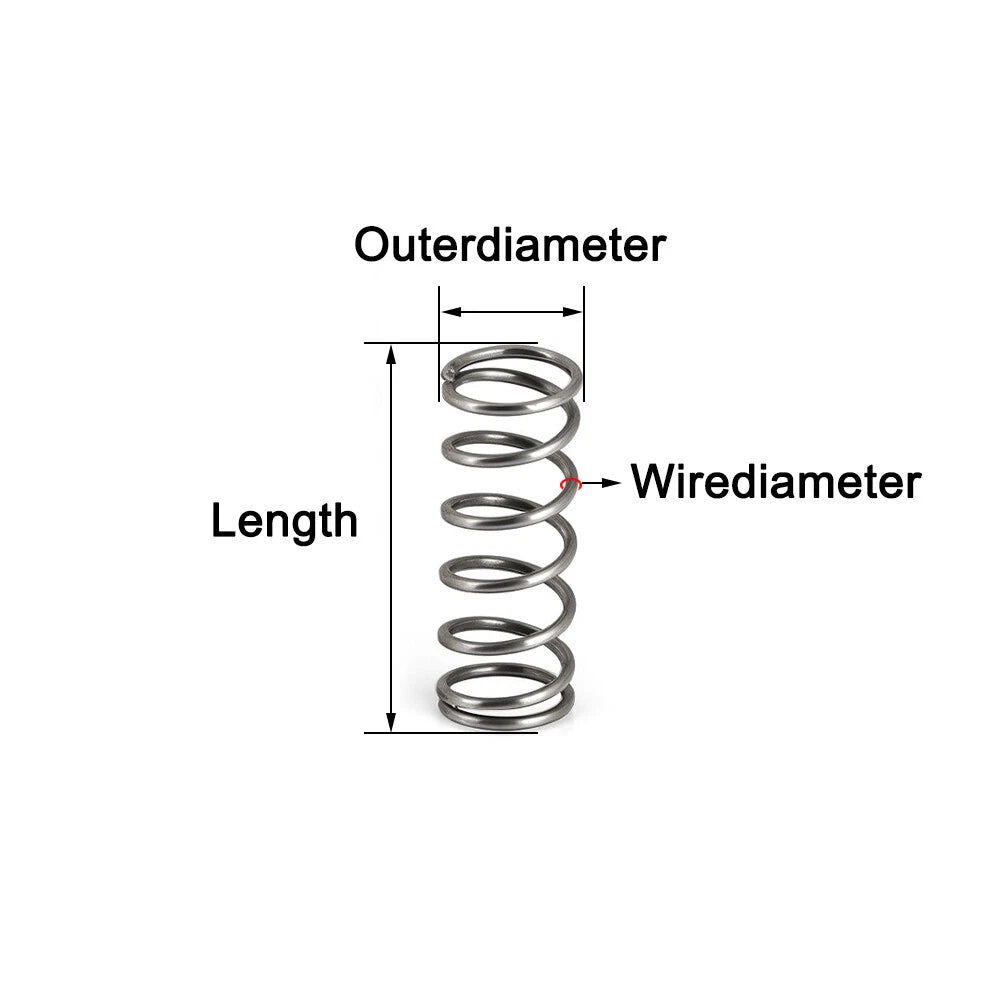 Compression Spring 2.5mm Wire Dia Springsteel Pressure Coil Springs All Lengths