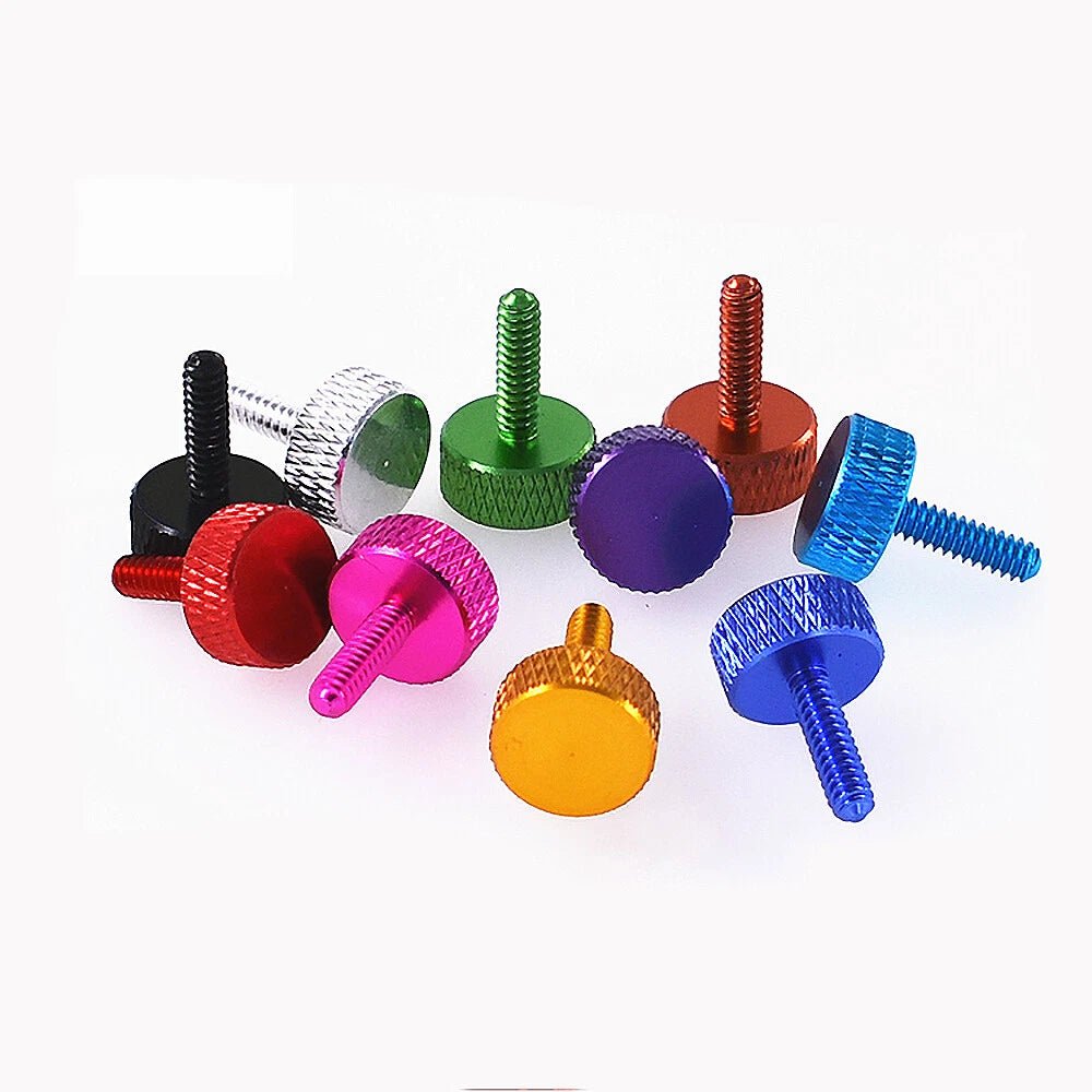 UNC 6 - 32 x 12mm Flat Head Aluminum Thumb Screws — Anodized, 10 Colors, Multi - Pack - HomeDIYer