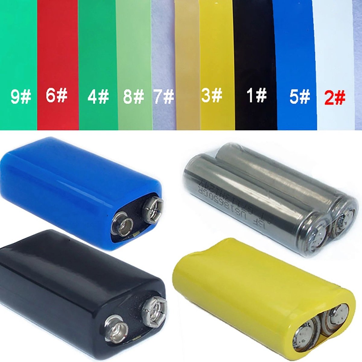 PVC Heat Shrink Tubing 40mm Flat Width – Fits No.5 / AA Battery, 9 Colors - HomeDIYer