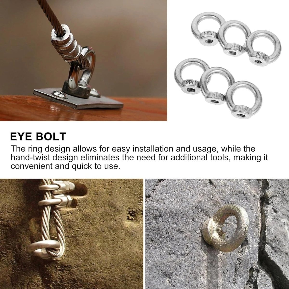 A2 Stainless Steel Eye Nuts & Eye Bolts — Lifting Ring Screws M3 to M42 - HomeDIYer