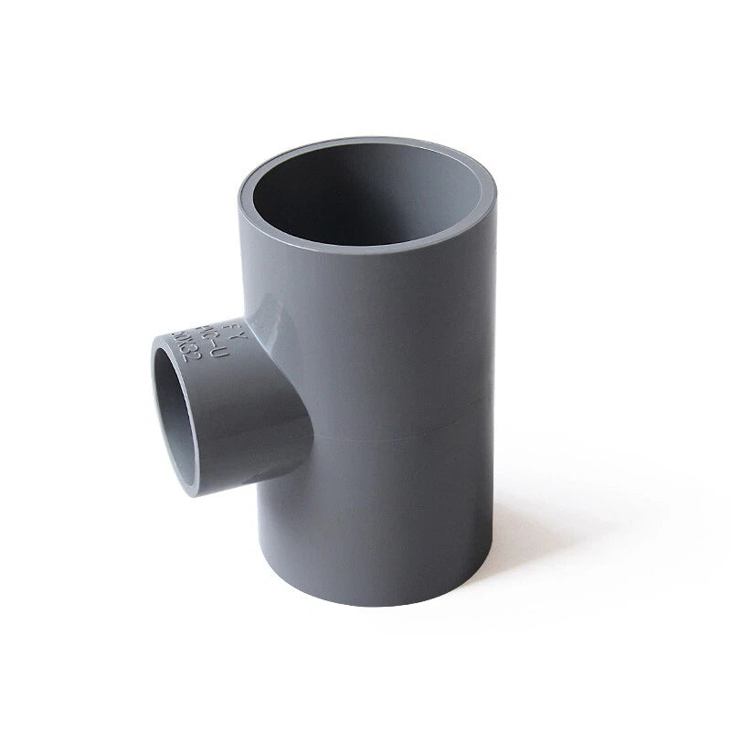 Reducing Tee Connectors PVC Plastic Pipe Fittings Connector I.D. 20mm-200mm Grey