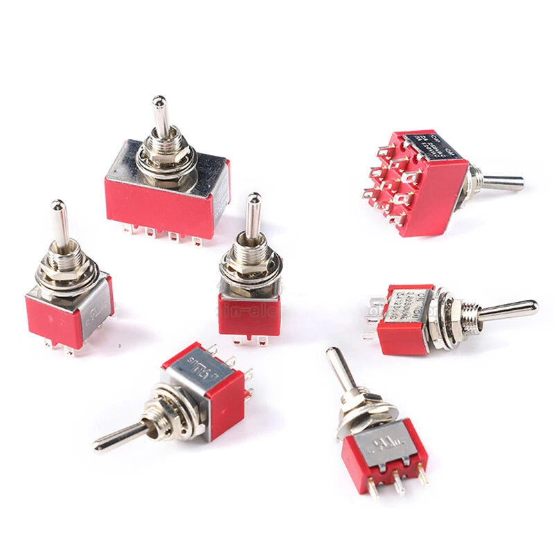 MTS Series Toggle Switch 3–12 Pin | On-On / On-Off-On | Blue & Red