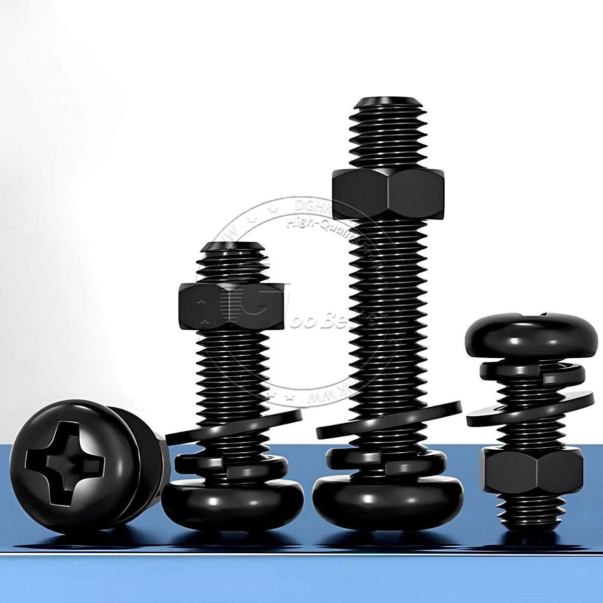 Black Phillips Pan Head Machine Screws with Washers — Metric M2 to M6 - HomeDIYer