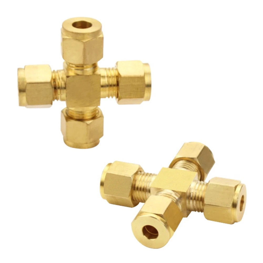 Brass Compression Fittings Equal 4-Way Cross Coupling Connector for Copper Tube