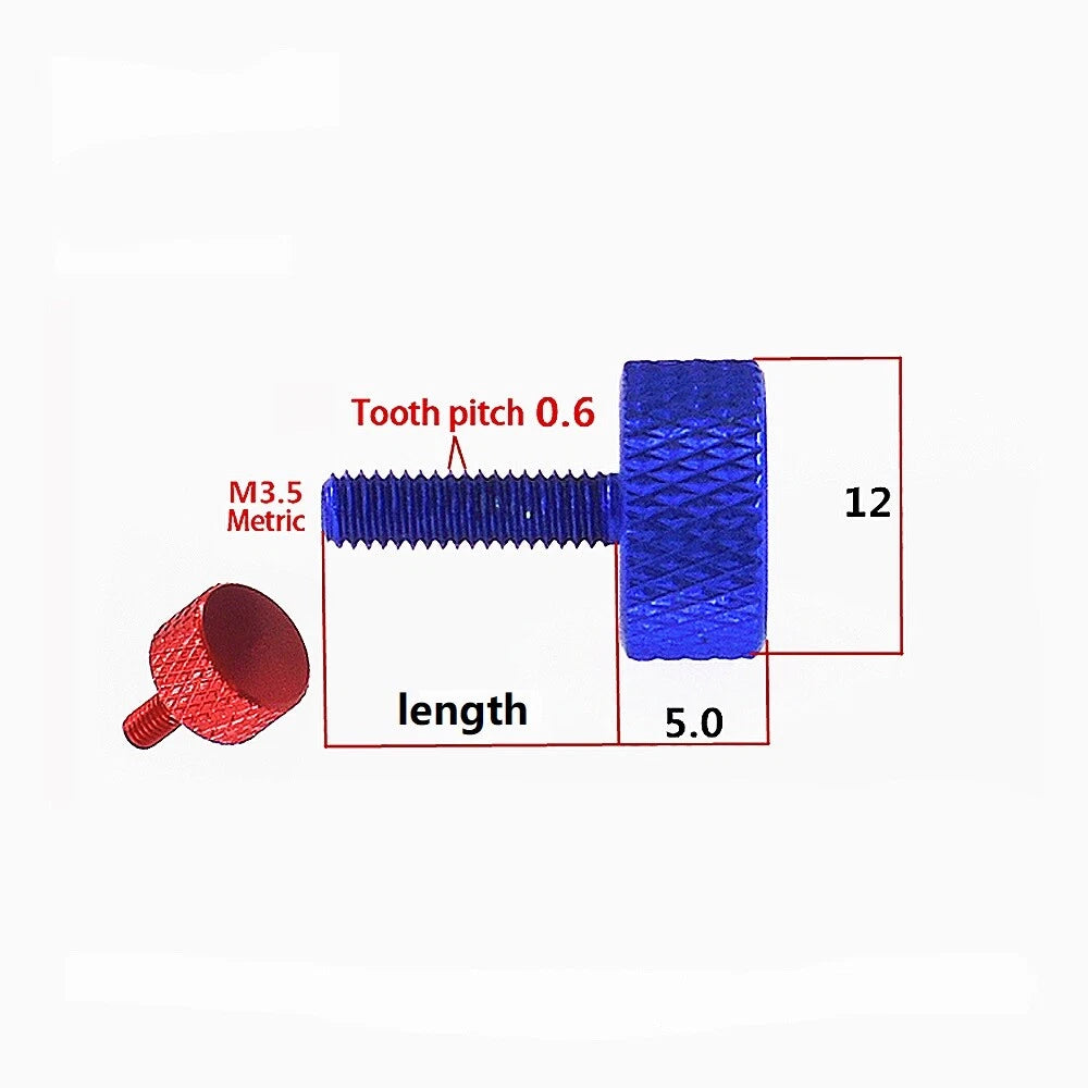 Aluminum Alloy Knurled Thumb Screws M3.5 x 4.5~25mm For PC Case Hand Grip Bolts